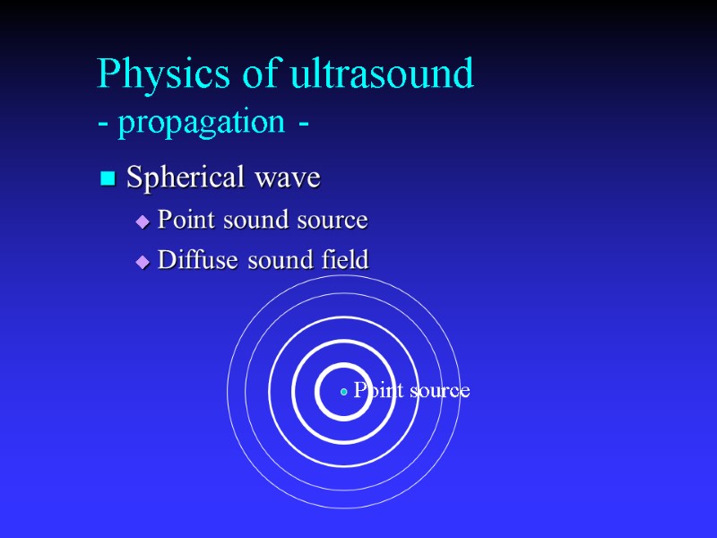 Physics of ultrasound - propagation - Spherical wave Point sound source Diffuse sound field